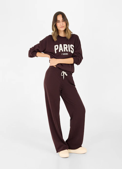 Wide Leg Sweatpants Cotton blend - Sweatpants burgundy