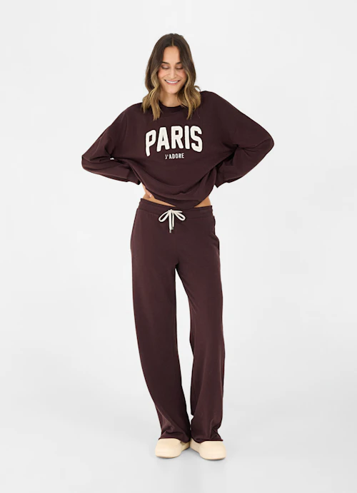 Wide Leg Sweatpants Cotton blend - Sweatpants burgundy