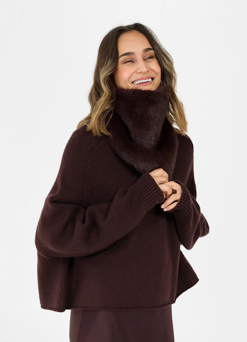 One Size Blouses Faux fur scarf burgundy