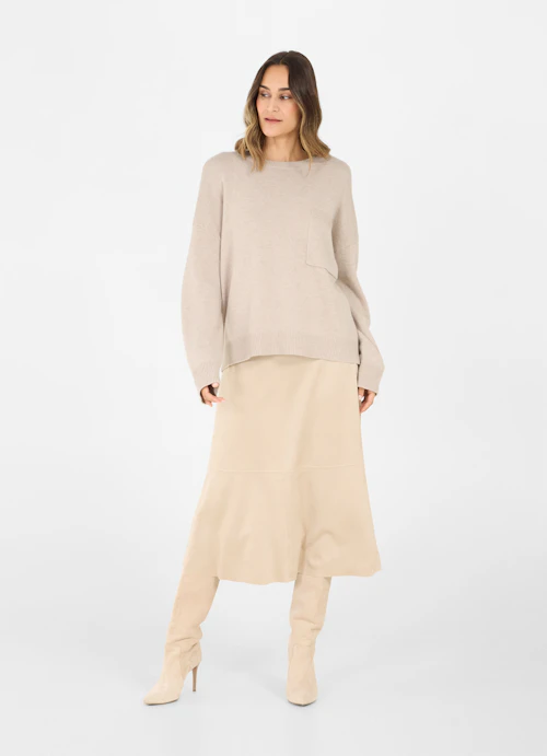 Casual Fit Knitwear Cashmere Blend Sweater sand