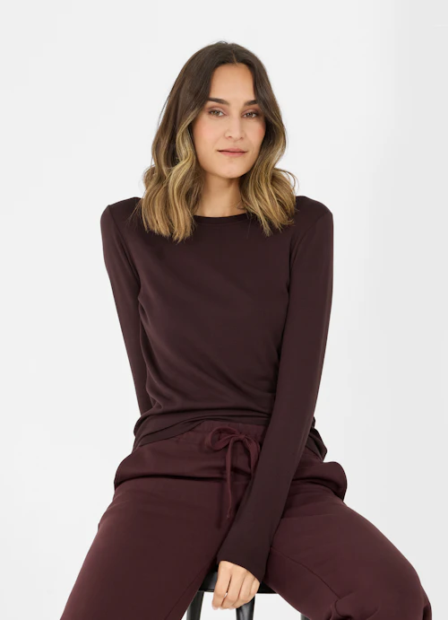 Slim Fit Long sleeve tops Modal Stretch - Longsleeve burgundy