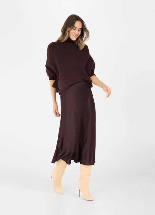 Medium Length Skirts Satin skirt burgundy