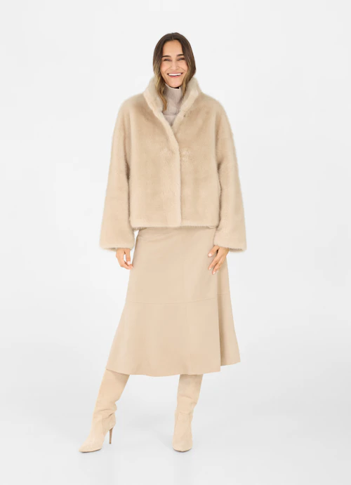 Oversized Fit Jackets Faux fur jacket sand