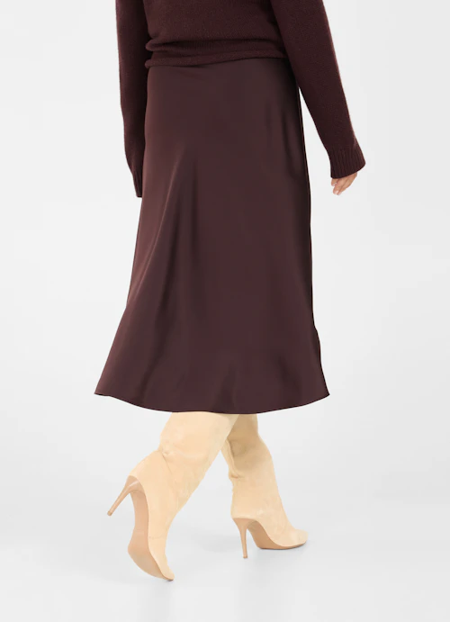 Medium Length Skirts Satin skirt burgundy
