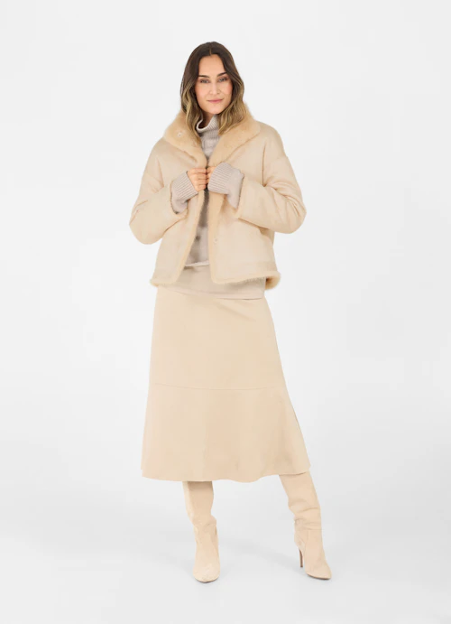 Oversized Fit Jackets Faux fur jacket sand