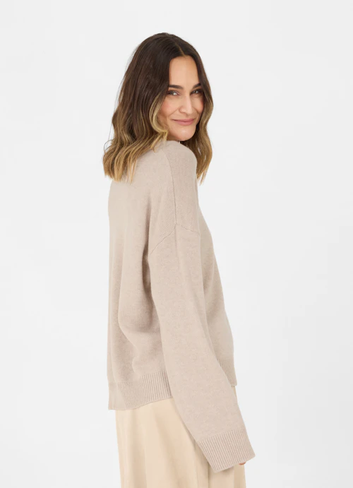 Casual Fit Knitwear Cashmere Blend Sweater sand