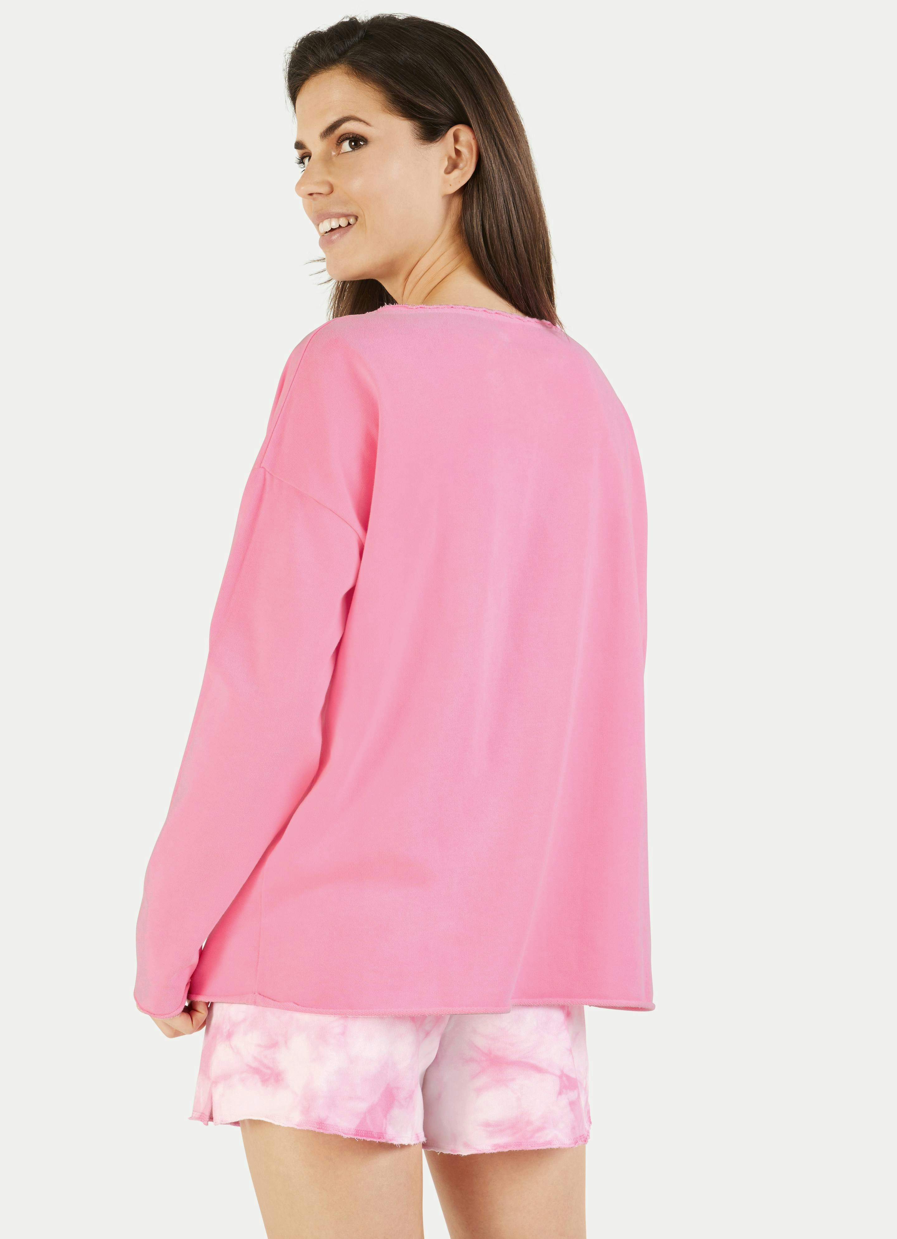 fluorescent pink sweatshirt