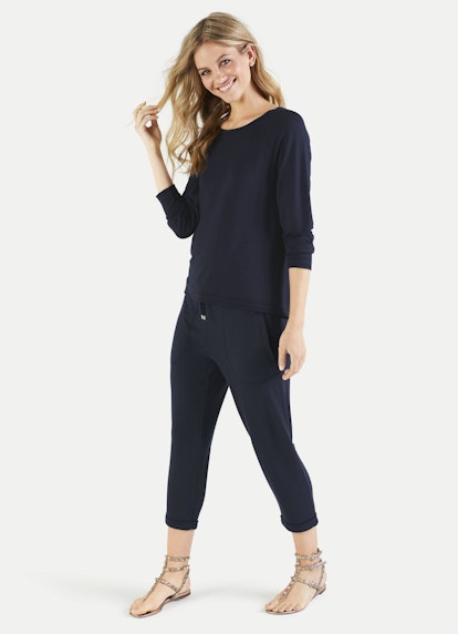 Regular Fit Athleisure Viscose-Longsleeve navy