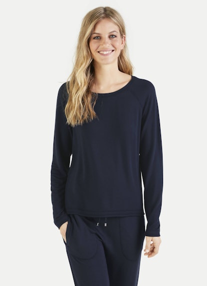 Regular Fit Athleisure Viskose-Longsleeve navy