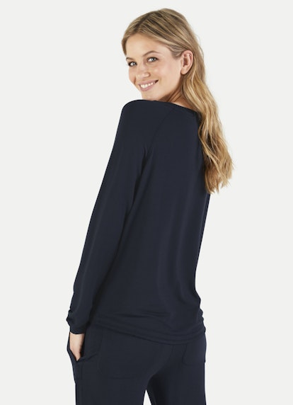 Regular Fit Athleisure Viskose-Longsleeve navy