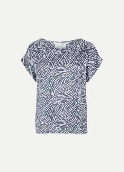 Boxy Fit T-Shirts Satin Viskose - Shirt white-deep ocean