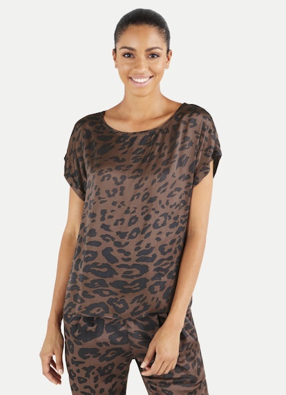 Boxy Fit T-Shirts Viskose Satin - Shirt nougat