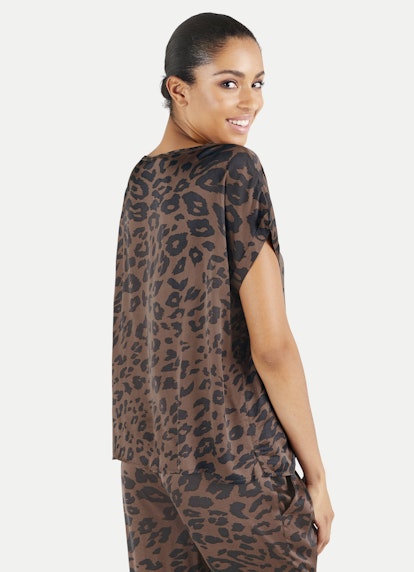 Boxy Fit T-Shirts Viskose Satin - Shirt nougat