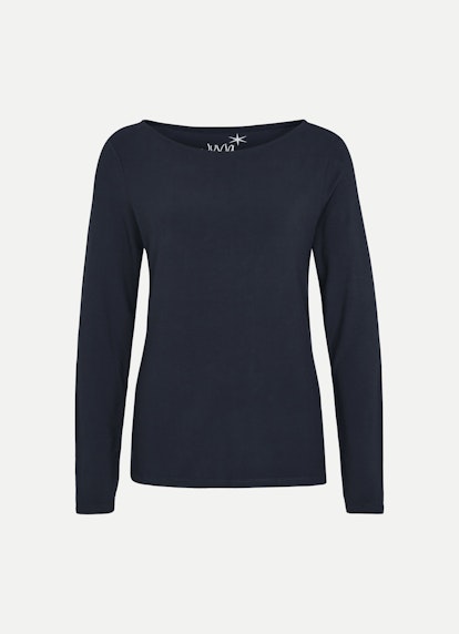 Coupe Regular Fit Athleisure T-shirt à manches longues en viscose navy