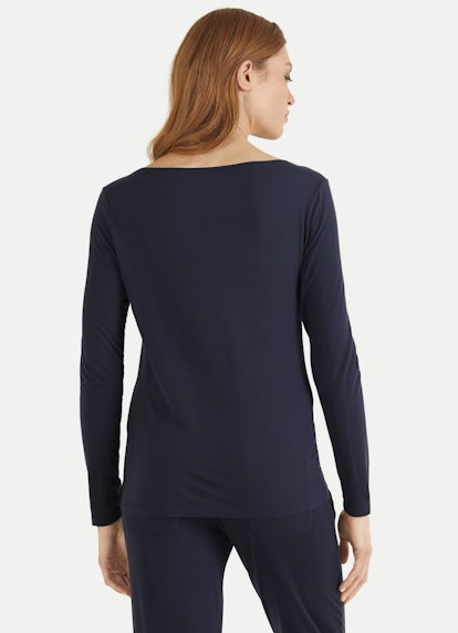 Coupe Regular Fit Athleisure T-shirt à manches longues en viscose navy