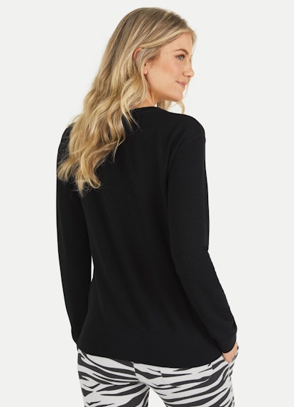 Regular Fit Long sleeve tops Wool-Touch - Longsleeve black