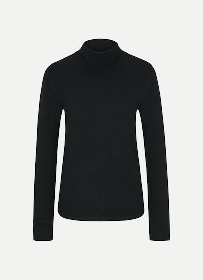 Regular Fit Long sleeve tops Wool-Touch - Longsleeve black