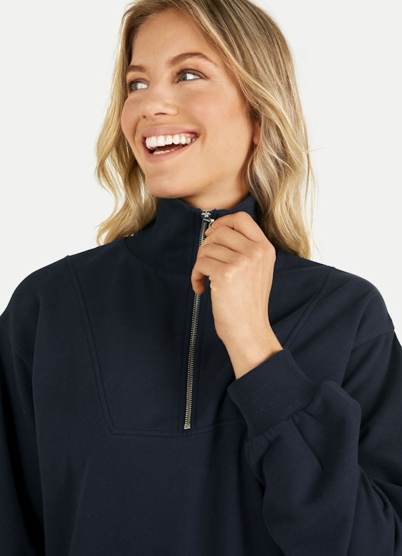 Oversized Fit Sweatshirts Half-Zip Sweater navy