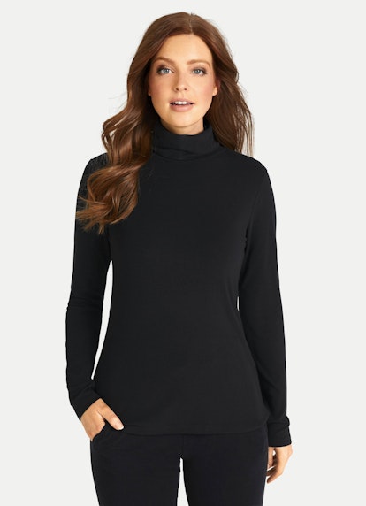 Regular Fit Nightwear Modal Rollkragen - Longsleeve black