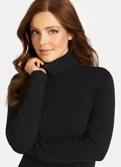 Regular Fit Nightwear Modal Rollkragen - Longsleeve black