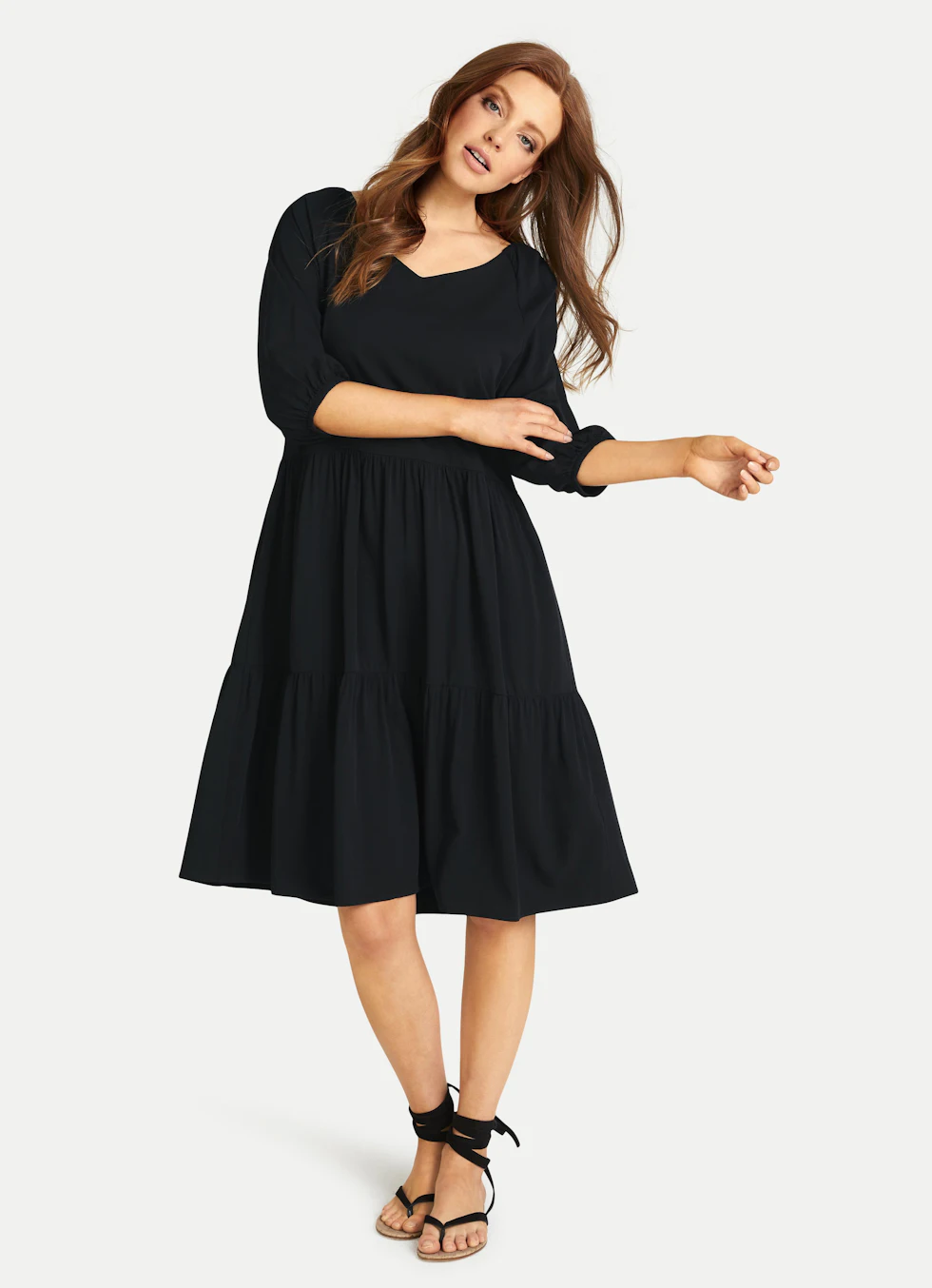 Soft Rayon Midi Dress Black Juvia 